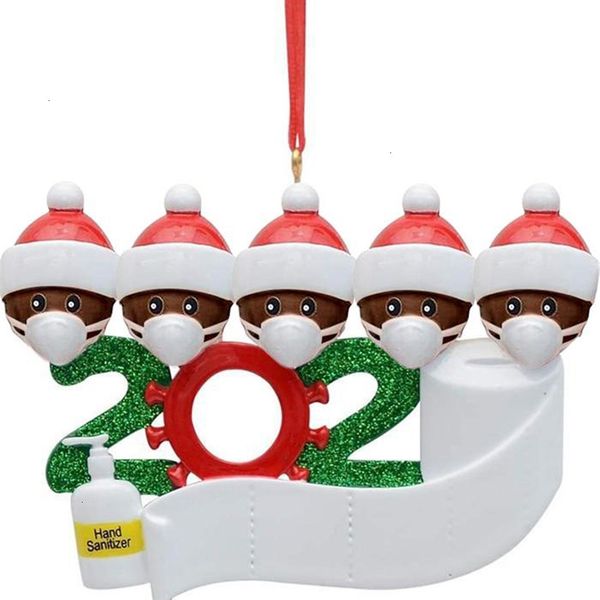 

black quarantine christmas person santa 2020 decoration party personalized family of ornament pandemic with face mas