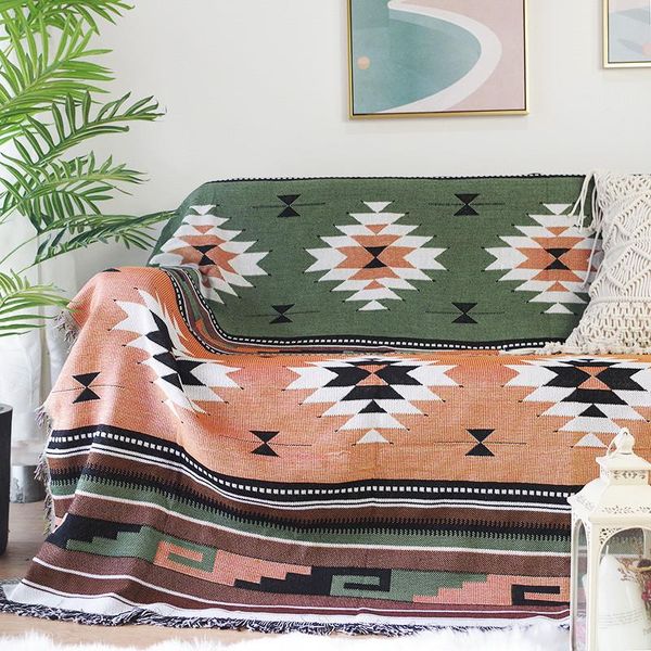

blankets nordic festival throw blanket multifunction 2 sided geometry sofa covers cobertor tassel dust cover air conditioning