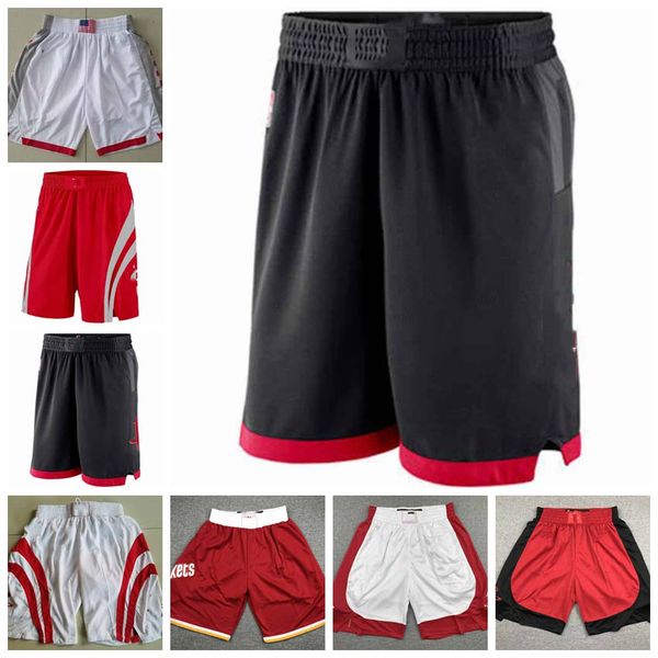 

men houston rockets basketball players wear basketball shorts on the court;swingman sews embroidered men's basketball shorts, Black