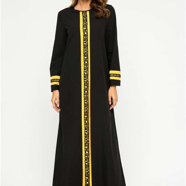 

moslem dress with lace contrast color arab national style robe hq0712, Black;gray