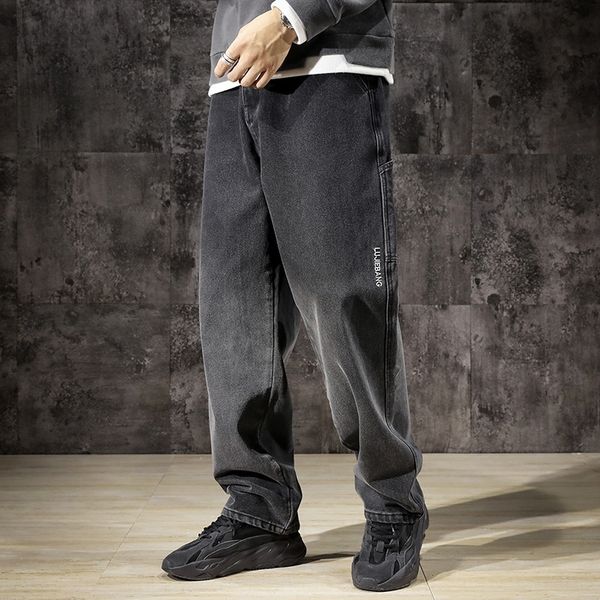 

ce8k black ripped trousers skinny straight slim elastic biker jeans pants casual pencil mens pants with letters printed design, Blue