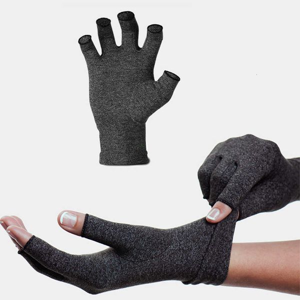 

man women solid half finger black carpal tunnel protective tendonitis elastic arthritis gloves health compression pain relief
