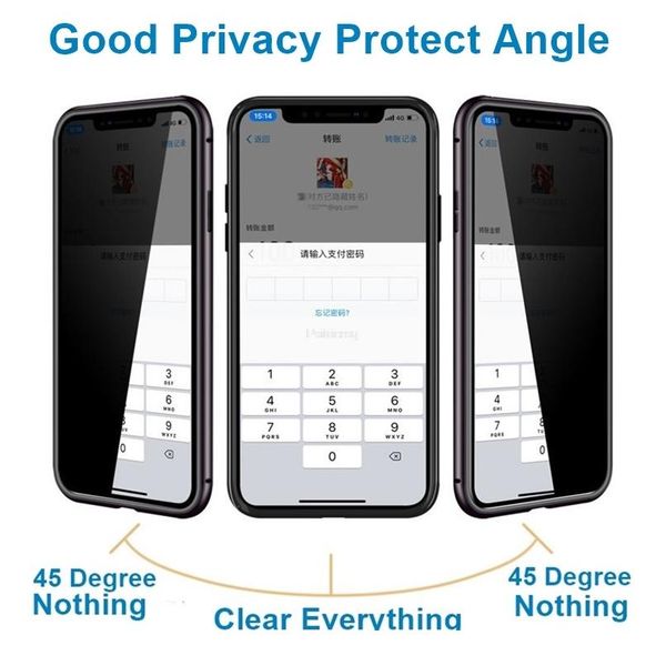 

anti-peeping magnetic double-sided glass case for iphone 11 12 pro xs xr x se max shell for iphone jllqzz