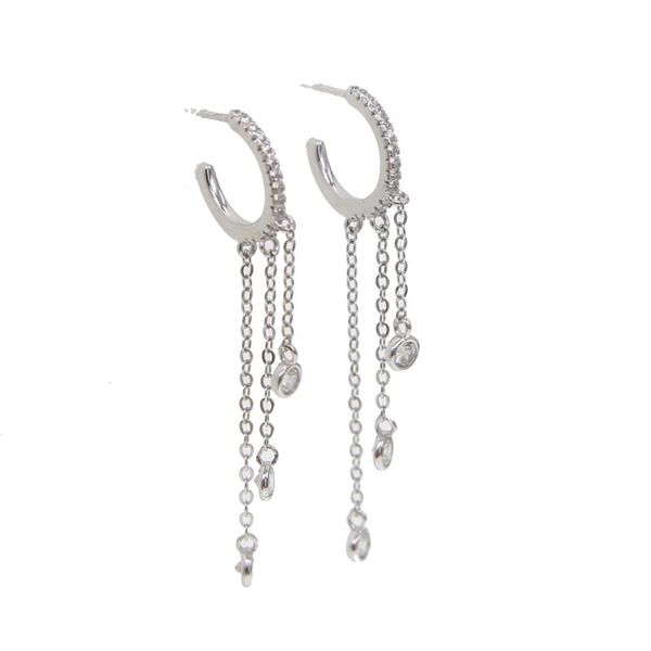 

dangle & chandelier earring 100% 925 sterling silver bridal gift elegance tassel chain cz drop charm gorgeous women fashion jewelry high qua
