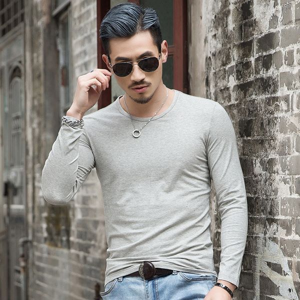 

new in spring 2019 t-shirt long sleeve large men's clothing, White;black