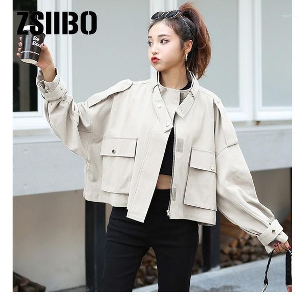 

women's jacket autumn hip hop short section 2019 winter tooling girl kpop loose fashion casual cardigan jacket1, Black;brown