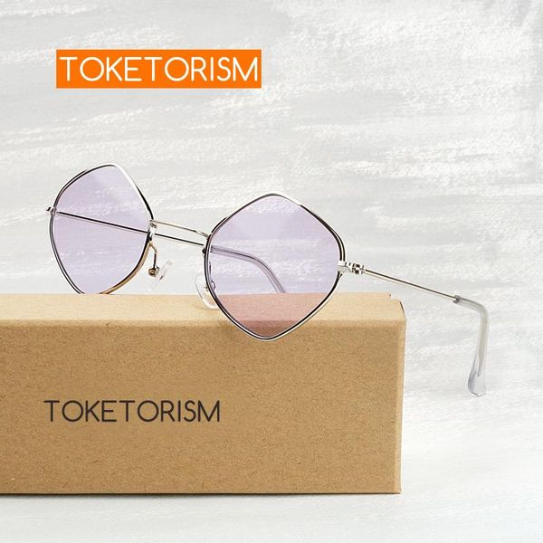 

toketorism fashionable hexagon sunglasses metal frame ultralight retro shades for women 576, White;black