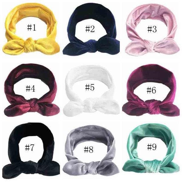 2020 Baby Nodo Arco Corda Per Capelli Orecchie Da Coniglio Fascia Velluto Oro Ragazze Copricapo Fascia Per Capelli Infantile Ragazze Headwraps Accessori Per Capelli 11 Colori