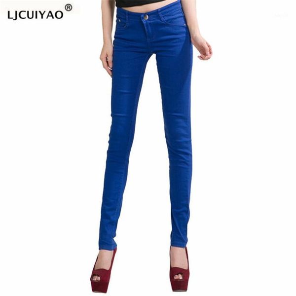 

ljcuiyao women's candy color pants pencil trousers autumn elegant office mid waist pants for women skinny jeans female1, Blue