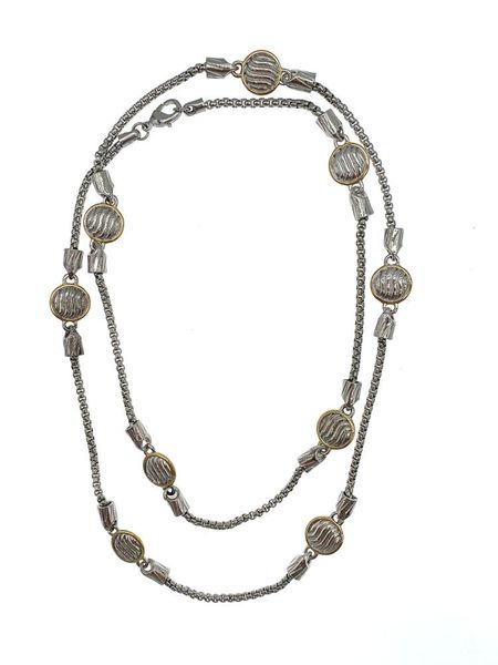 

chains hammered gold silver plated coin metal long necklace with box chain trendy for women girls gift 35 inch