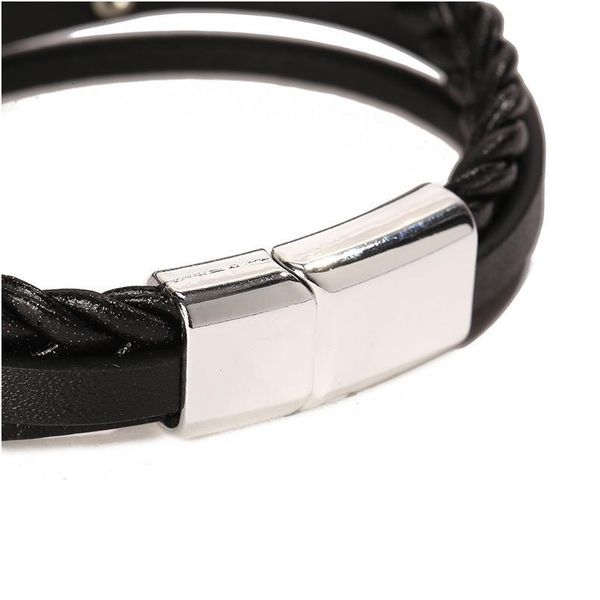 

junwei 2020 new fashion men's multi-layer woven magnetic buckle leather bracelet punk style gifts qyluvf