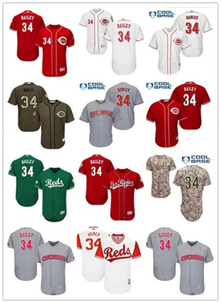 

custom cincinnati red leave name number 34 homer bailey baseball jersey men women youth jerseys, Blue;black