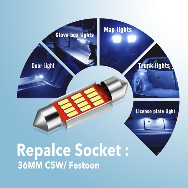 

12v canbus c5w led bulbs 36mm super bright 4014 canbus error auto interior doom lamp car reading lights
