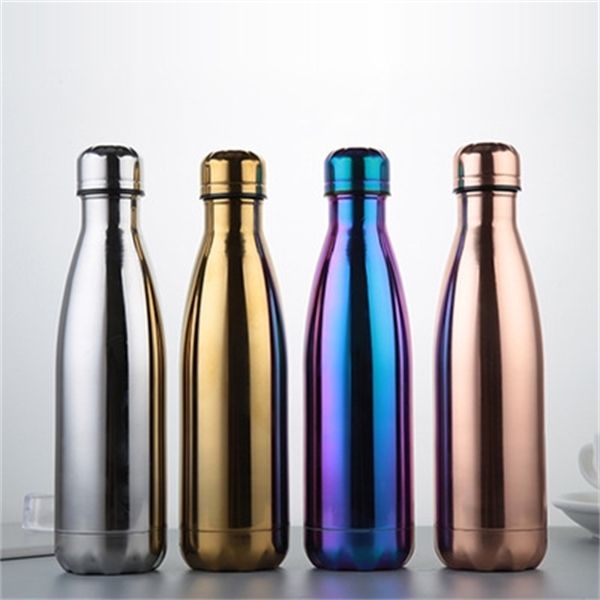 

500ml stainless steel keep warm mugs with lid vacuum double walls electroplate fashion cups random color