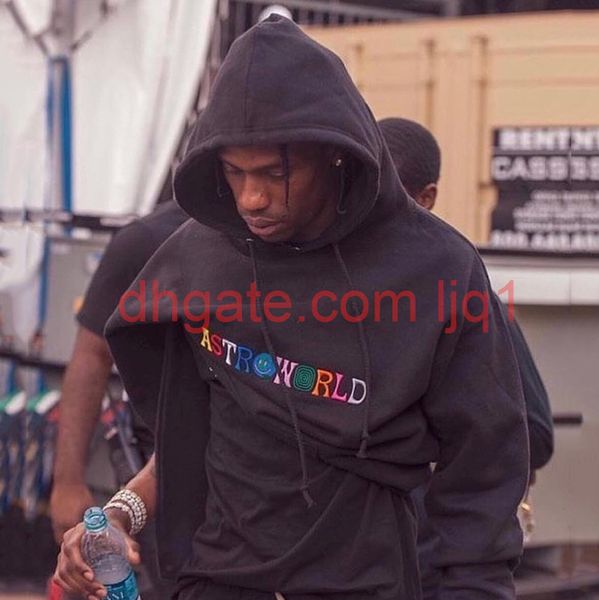 

rapper astroworld hip hop hoodies mens womens hooded sweatshirt male print embroidery letter hoodies jacket, Black