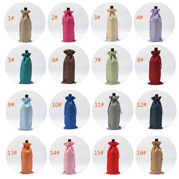 

bags xmas champagne wine bottle burlap covers gift pouch packaging bag wedding party christmas decoration 15*35cm hh7-15