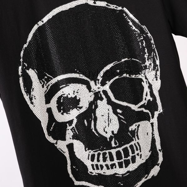 

factory outlet phillip plain pp designer mens skull diamond t shirts short sleeve brand spring and summer high o-neck quality skulls tshirt, White;black