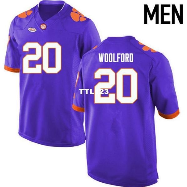 

men clemson tigers #20 donnell woolford real full embroidery college jersey size s-4xl or custom any name or number jersey, Black