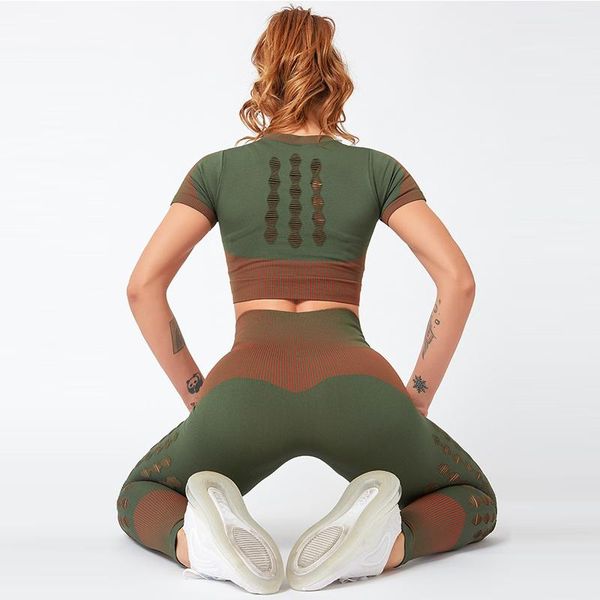 

gym new seamless yoga set fitness sportswear women gym workout leggings padded pushup strappy sports piece set women sports su, Gray
