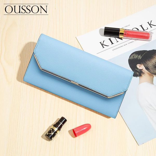

clutch bags oussoun fashionable casual light rfid anti-theft card reader cowhide leather women's wallet handbag long