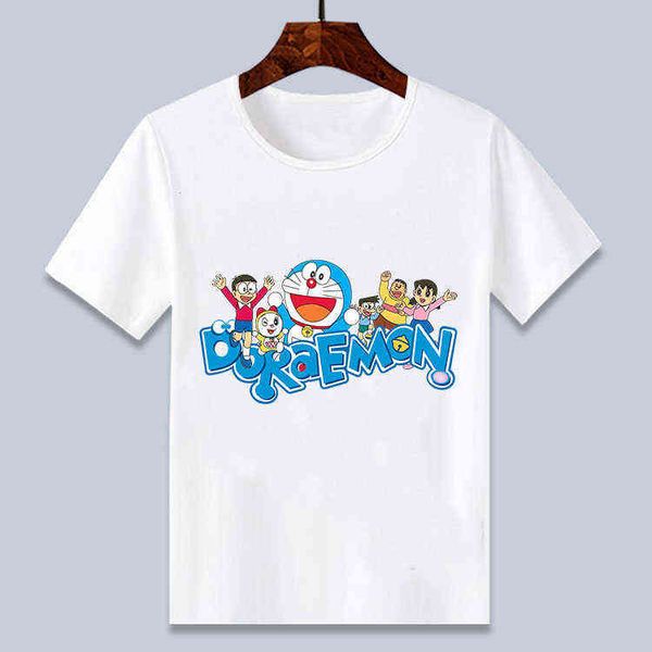 

new style cute doraemon white cartoon t shirt for boys and girls 4 6 8 10 12 14t g220223, Blue