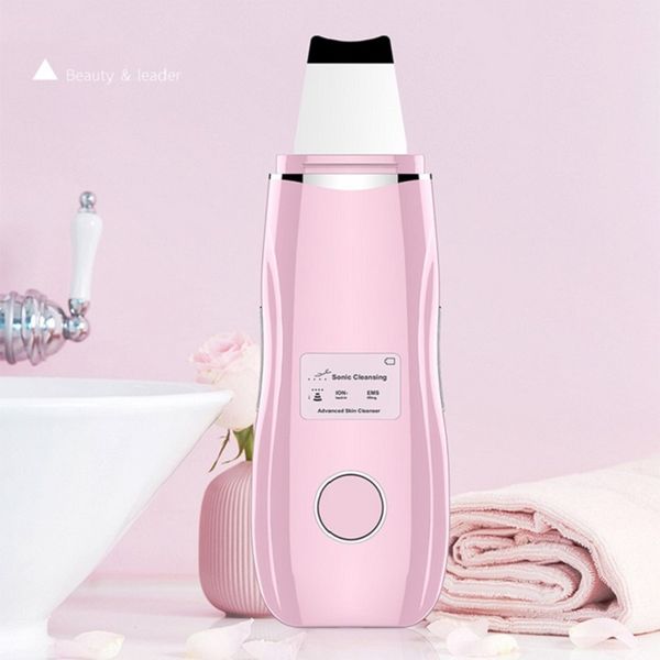 Terapia de luz ultra-sônica Scrubber de pele LED Photon Ion profundo limpeza recarregável usb acne esfoliante ferramenta de limpeza de poros