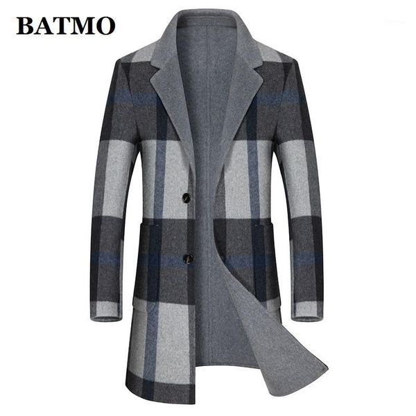 

batmo 2020 new arrival autumn wool jackets men,men's smart causal plaid wool jackets 19a9281, Black