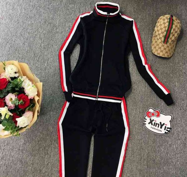 

2022 factory wholesale new model autumn cotton casual sportswear women's cardigan coat team two-piece suit european fashion, Black