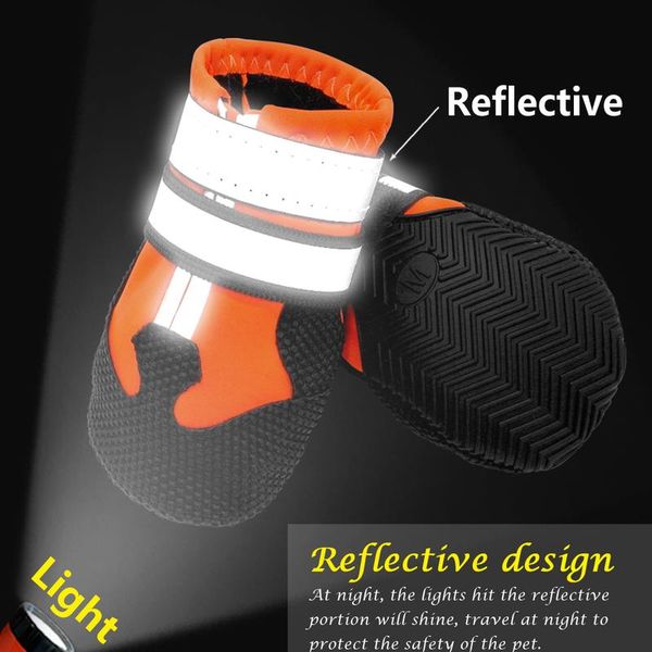 

reflective dog shoes waterproof large big dogs shoe boot non-slip pitbull bull dog warm winter rain snow boots 4pcs pet jllhug