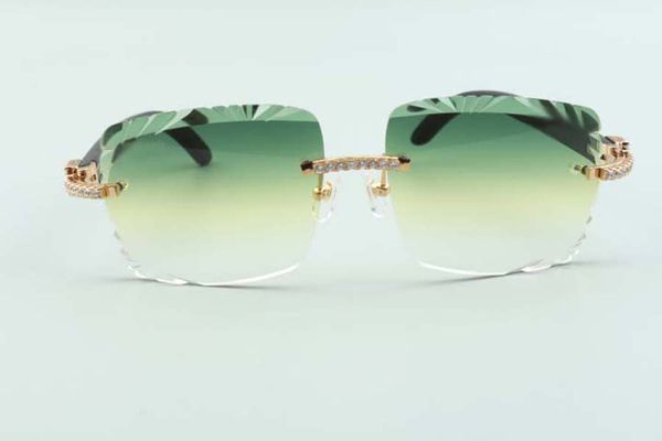 

2021 style selling black wooden temples glasses 3524020, cutting lens medium diamonds sunglasses, size: 58-18-135mm, White;black