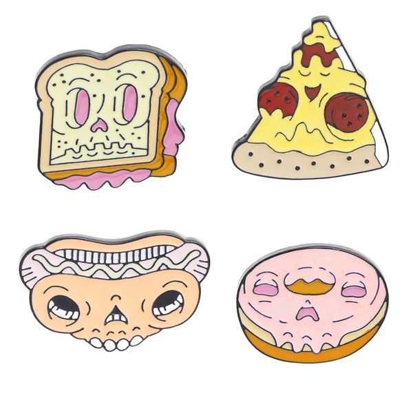

lovely cartoon donuts brooch pins food theme funny dog creativity alloy enamel brooches for christmas gift sandwich badges bag shirt pin, Gray
