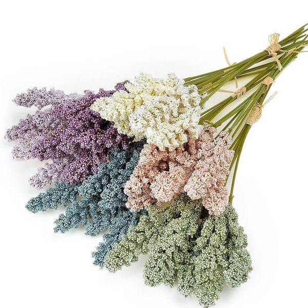 

6pcs/lot vanilla foam berry spike artificial flowers bouquet for wedding home wall decorations cereals diy craft fake bbytpo