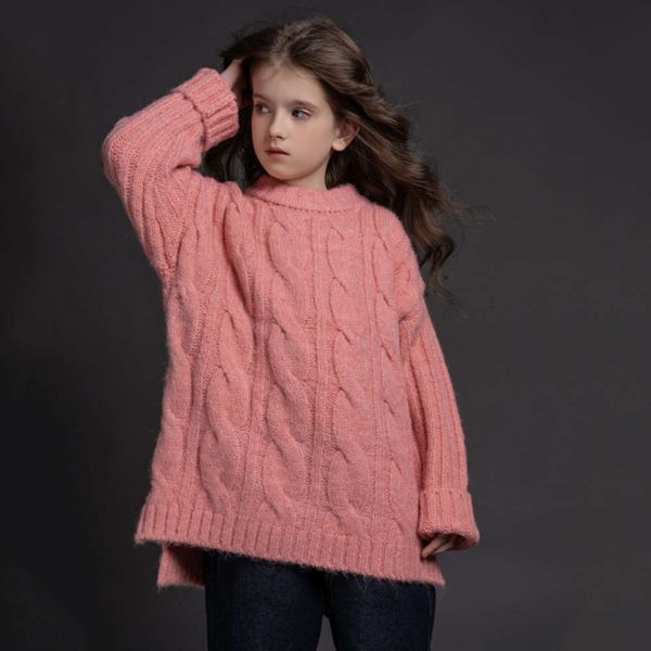 

2020 twist thickened solid new color cuhk children's wear bakar cashmere boys' and girls' parent child sweater, Blue