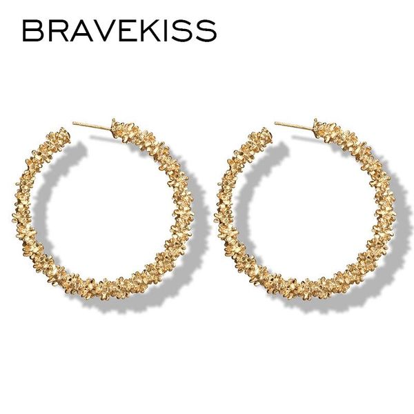 

bravekiss 2020 new big round hoop earrings for women sliver gold alloy large circle earrings charming fashion jewelry bpe1412, Golden;silver