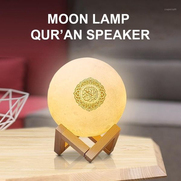 

portable speakers muslim quran wireless bluetooth speaker remote control led light moon lamp moonlight colorful for home1