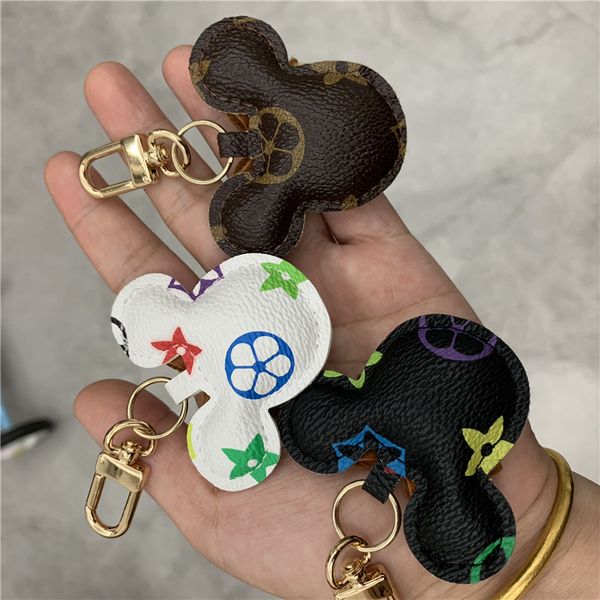 

charm mouse design car keychain pendant flower bag jewelry keyring holder for women men gift fashion pu leather animal k, Slivery;golden