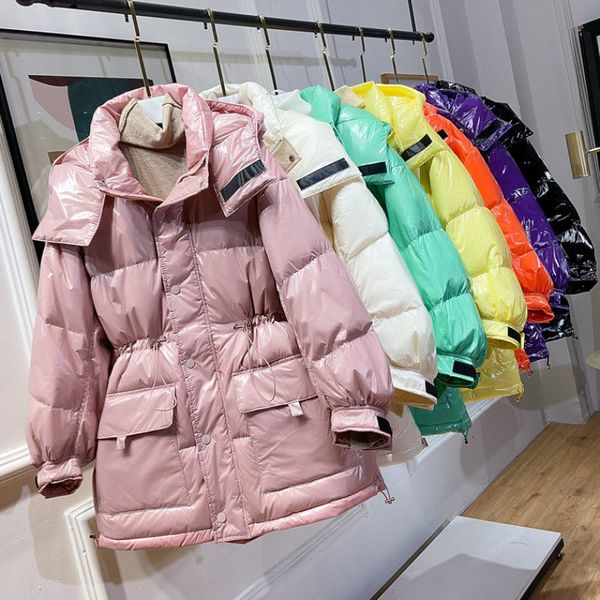 

new arrival 7 women's korean winter coat candy colors thick warm fashion hooded womens down jackets, Black