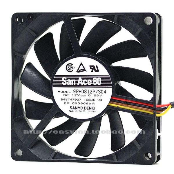 

sanyo 8cm thin fan four wire 8015 pwm temperature control double ball fan 9ph0812p7s04 cooling cooler