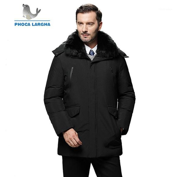 

2018 fashion winter new white down jacket men warm coat fashion casual parka hooded medium-long thick coat male for winter 5xl1, Black