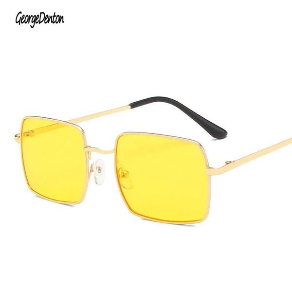 

sunglasses classic metal square women/men retro alloy gold frame uv400, White;black