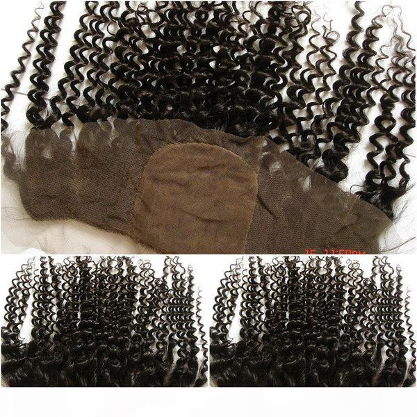 

mongolian human hair silk base lace frontal 13x4 with baby hair 8-24" kinky curly silk base full lace frontal closure bleached kn, Black;brown
