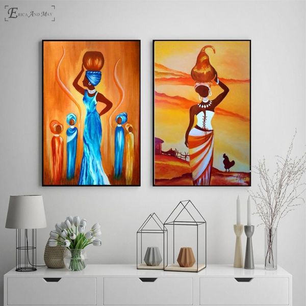 

african women life vintage style wall art canvas painting poster for home decor posters and prints unframed decorative pictures