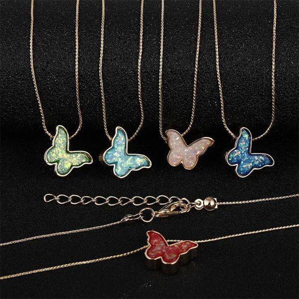 

pendant necklaces en sweet butterfly for women girls fashion gold necklace elegant choker chain 2021 jewelry gift, Silver