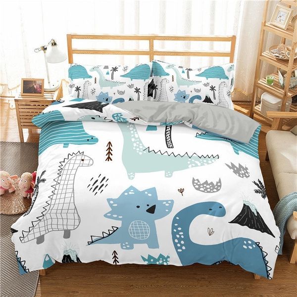 Zeimon 3D Dinosauro Dinosauro Set di biancheria da letto per bambini Cartoon Stampato Copertura Letto Singolo Boys Cover Duvet Set Single Dimensione Bedclothes 201120