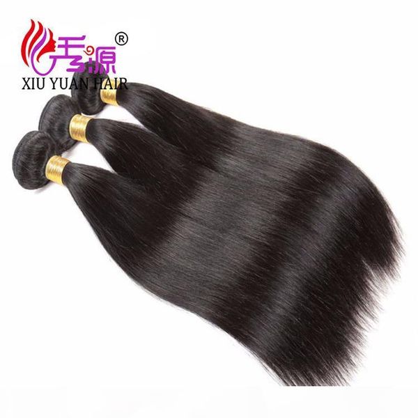 

xiuyuan brazilian straight 100 unprocessed virgin remy human hair extensions natural color brazilian virgin human hair bundles, Black