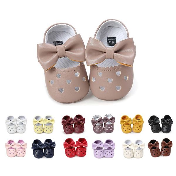

baby girls princess shoes 2020 fashion new arrival leather newborn heart-shaped soft bottom shoes pink 6-12m