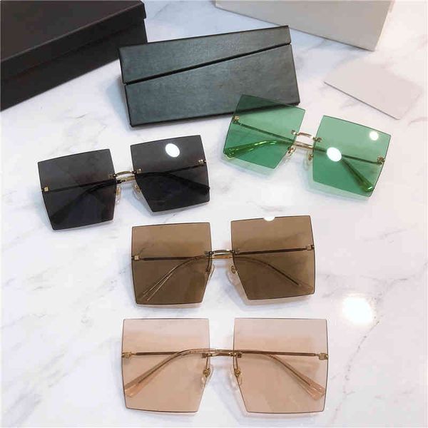 

2022 factory wholesale family ultra light frameless face small sunglasses ins net red same large frame women's cd0123, White;black