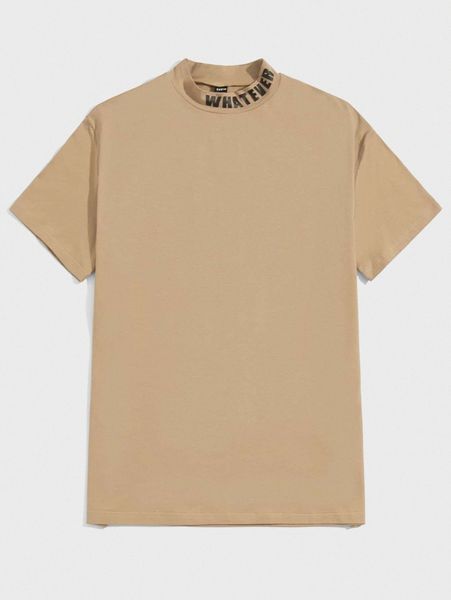 

men letter graphic stand collar tee 00oi#, White;black