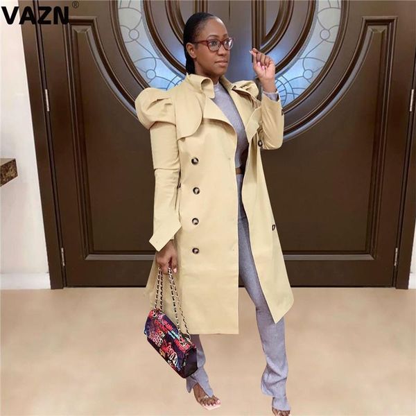 

vazn 2020 list simple high-end young daily elegant designer solid full sleeve women slim x-long outwears, Black