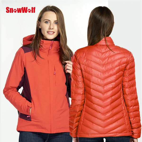 

snowwolf 2019 women winter outdoor softshell hiking jacket waterproof hooded thermal cotten coat sports windbreaker q1207, Black;brown